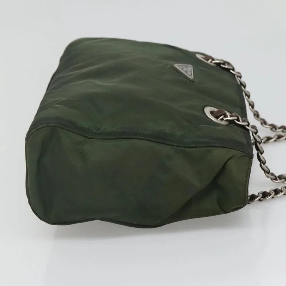 PRADA Chain Shoulder Bag Nylon Green Auth BD1448 - Picture 5 of 16